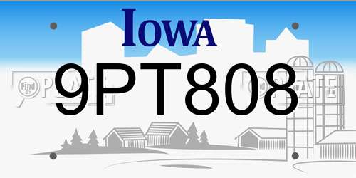 9PT808 Iowa License Plate