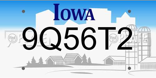 9Q56T2 Iowa License Plate