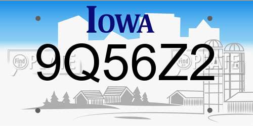 9Q56Z2 Iowa License Plate