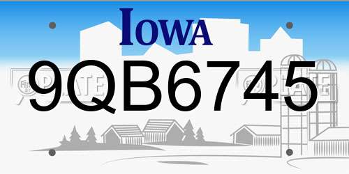 9QB6745 Iowa License Plate