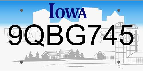 9QBG745 Iowa License Plate