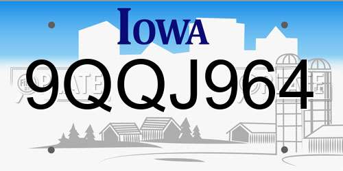 9QQJ964 Iowa License Plate