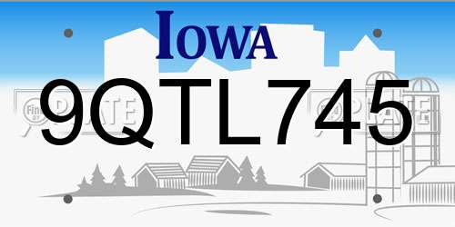 9QTL745 Iowa License Plate