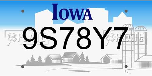 9S78Y7 Iowa License Plate