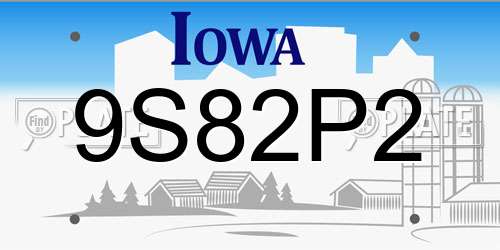 9S82P2 Iowa License Plate