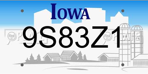9S83Z1 Iowa License Plate