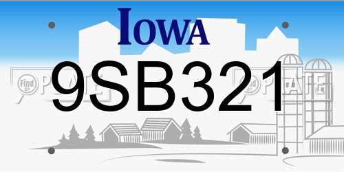 9SB321 Iowa License Plate