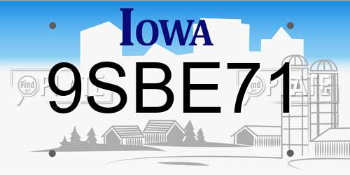 9SBE71 Iowa License Plate