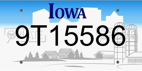 9T15586 Iowa License Plate
