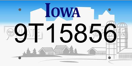 9T15856 Iowa License Plate