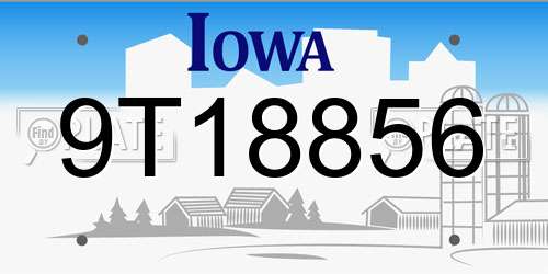 9T18856 Iowa License Plate