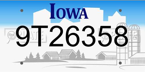 9T26358 Iowa License Plate
