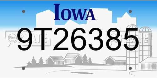 9T26385 Iowa License Plate