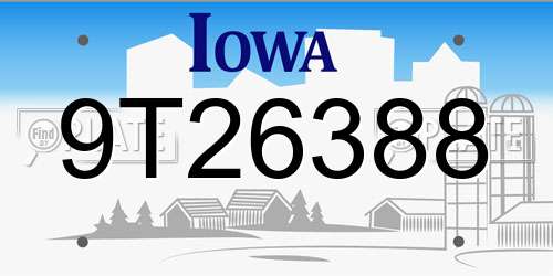 9T26388 Iowa License Plate