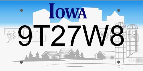 9T27W8 Iowa License Plate