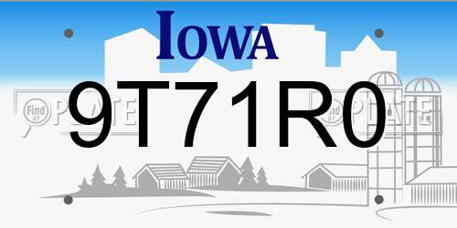 9T71R0 Iowa License Plate