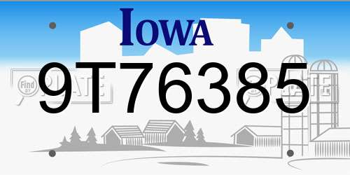 9T76385 Iowa License Plate