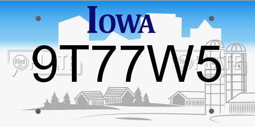 9T77W5 Iowa License Plate