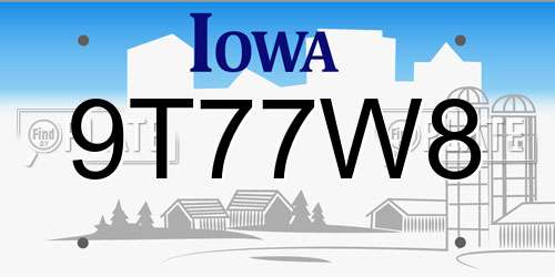 9T77W8 Iowa License Plate