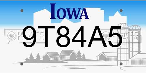 9T84A5 Iowa License Plate