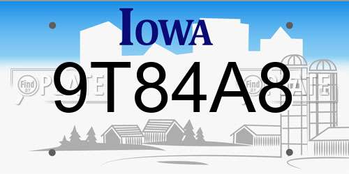 9T84A8 Iowa License Plate