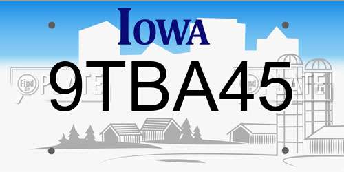 9TBA45 Iowa License Plate