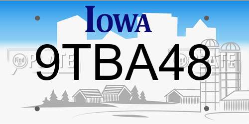 9TBA48 Iowa License Plate