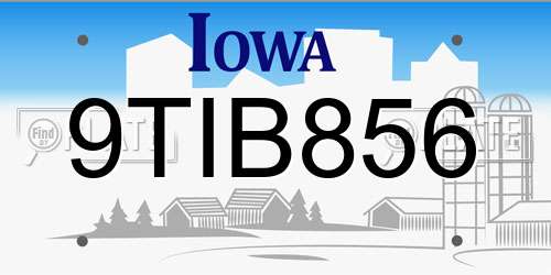 9TIB856 Iowa License Plate