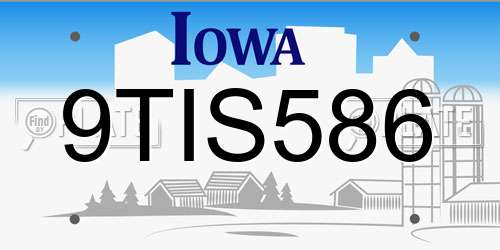 9TIS586 Iowa License Plate