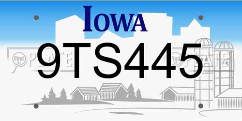 9TS445 Iowa License Plate