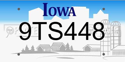 9TS448 Iowa License Plate