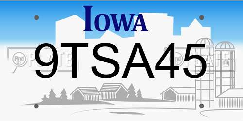 9TSA45 Iowa License Plate
