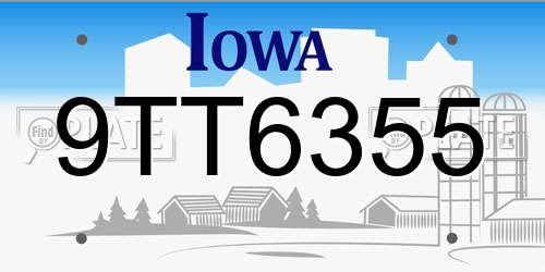 9TT6355 Iowa License Plate