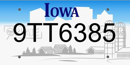 9TT6385 Iowa License Plate