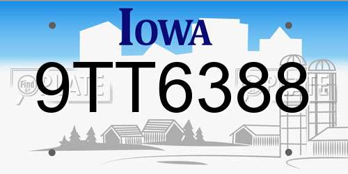 9TT6388 Iowa License Plate