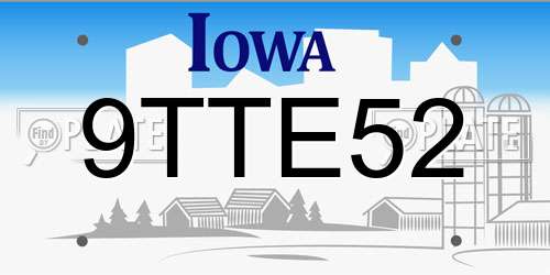 9TTE52 Iowa License Plate