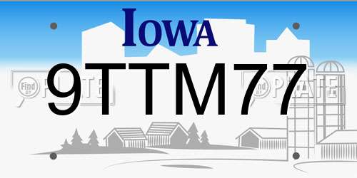 9TTM77 Iowa License Plate