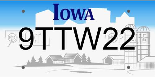 9TTW22 Iowa License Plate