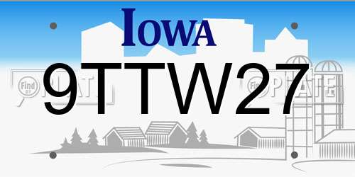 9TTW27 Iowa License Plate
