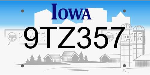 9TZ357 Iowa License Plate