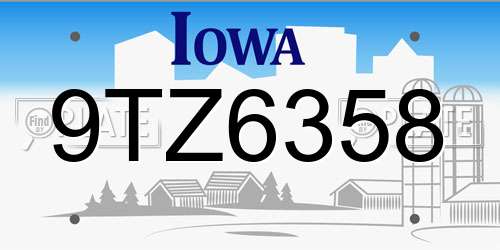 9TZ6358 Iowa License Plate