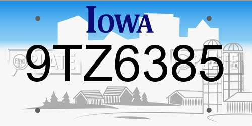 9TZ6385 Iowa License Plate