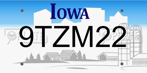 9TZM22 Iowa License Plate