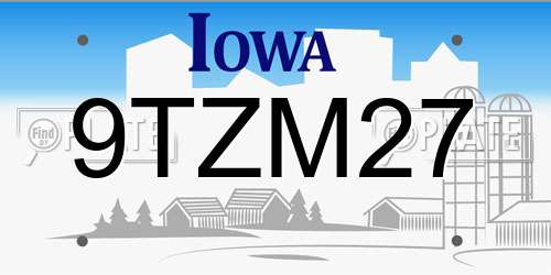9TZM27 Iowa License Plate