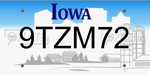 9TZM72 Iowa License Plate