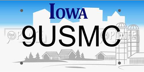 9USMC Iowa License Plate