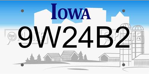 9W24B2 Iowa License Plate