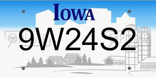 9W24S2 Iowa License Plate