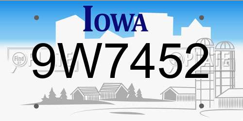 9W7452 Iowa License Plate