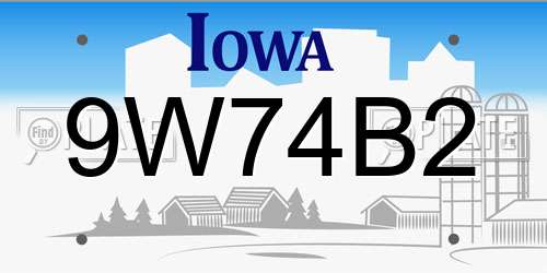 9W74B2 Iowa License Plate